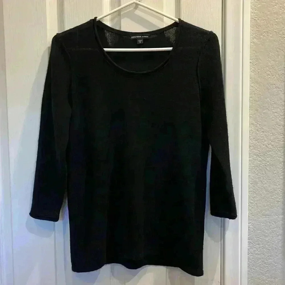 James Perse 100% Cashmere Black Sweater Top Women’s Medium